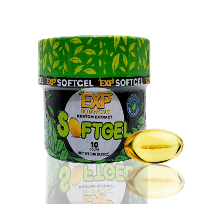 CBD oil in softgel form with 30mg per capsule, packed in a 10-count jar.